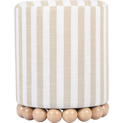 Dex Striped Linen Ottoman by TOV Furniture. Made from linen, plywood, wood in a unique style.