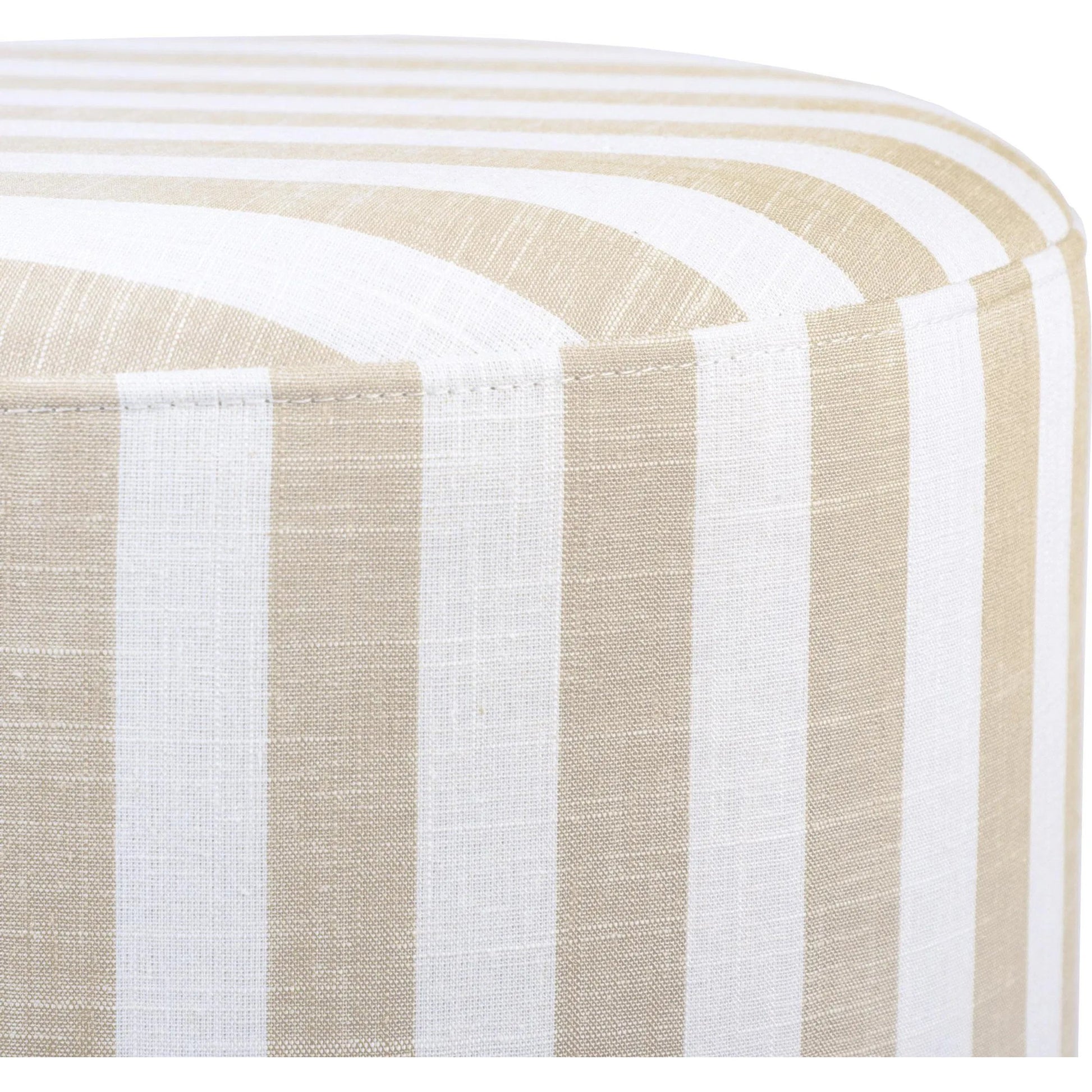 Dex Striped Linen Ottoman by TOV Furniture. Made from linen, plywood, wood in a unique style.