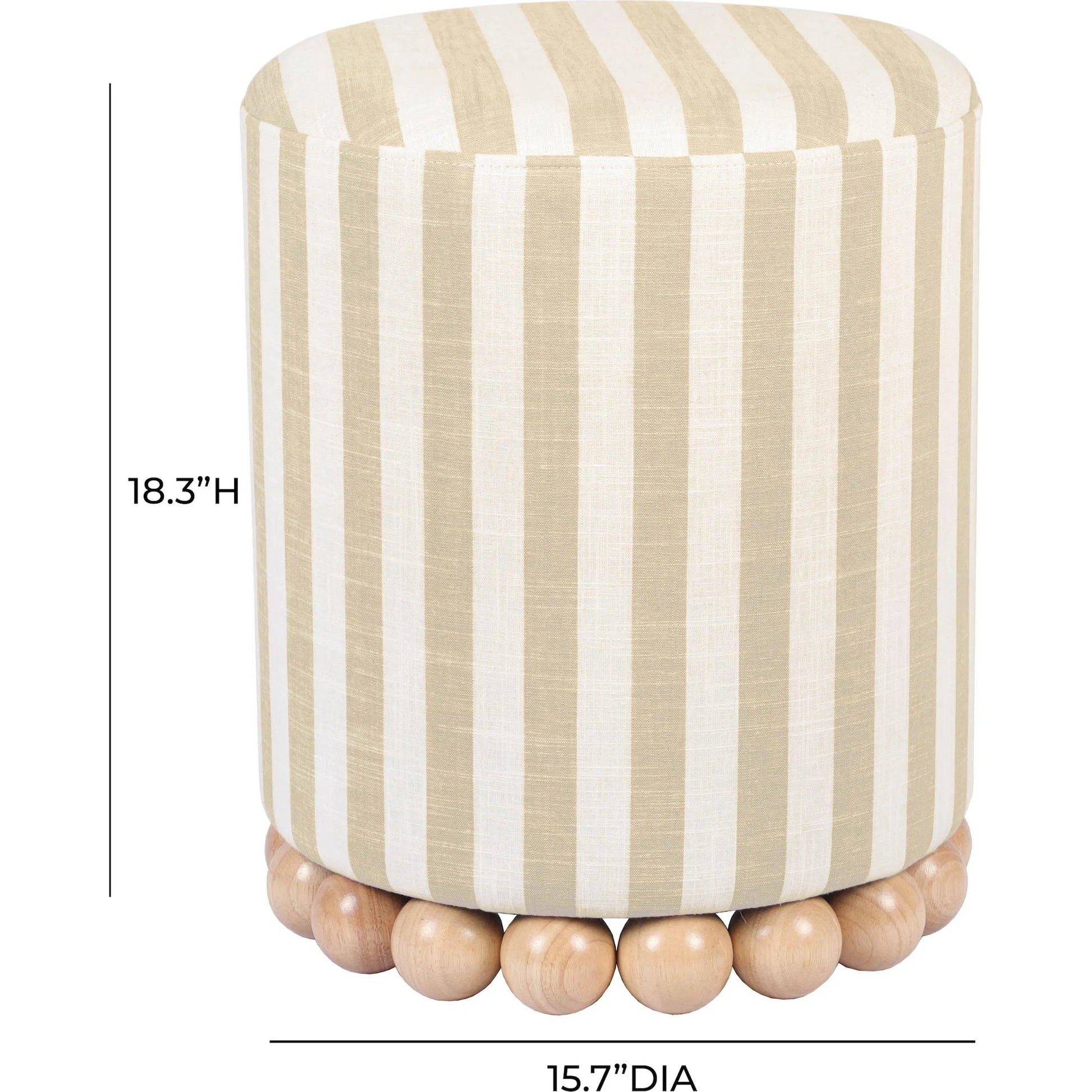 Dex Striped Linen Ottoman by TOV Furniture. Made from linen, plywood, wood in a unique style.