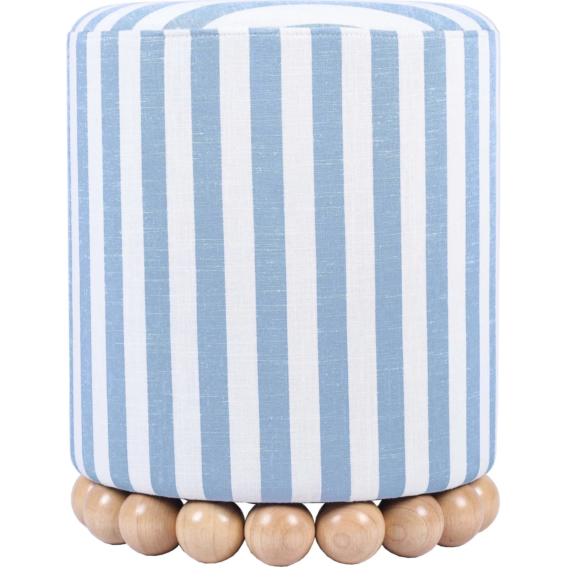 Dex Striped Linen Ottoman by TOV Furniture. Made from linen, plywood, wood in a unique style.