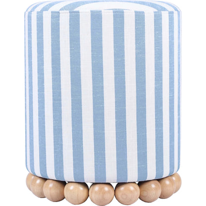 Dex Striped Linen Ottoman by TOV Furniture. Made from linen, plywood, wood in a unique style.