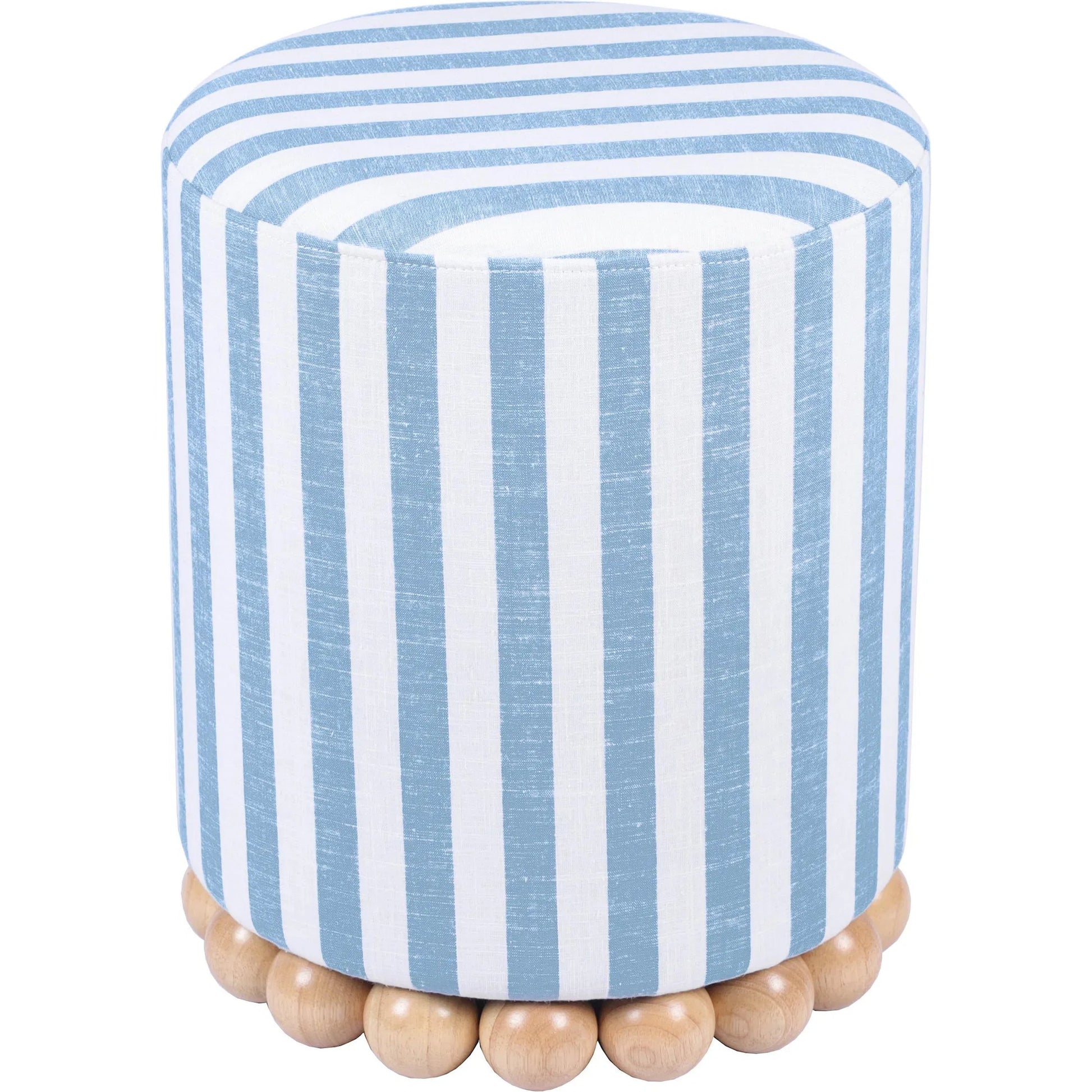 Dex Striped Linen Ottoman by TOV Furniture. Made from linen, plywood, wood in a unique style.
