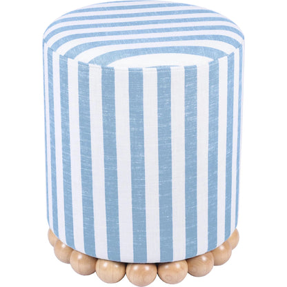 Dex Striped Linen Ottoman by TOV Furniture. Made from linen, plywood, wood in a unique style.