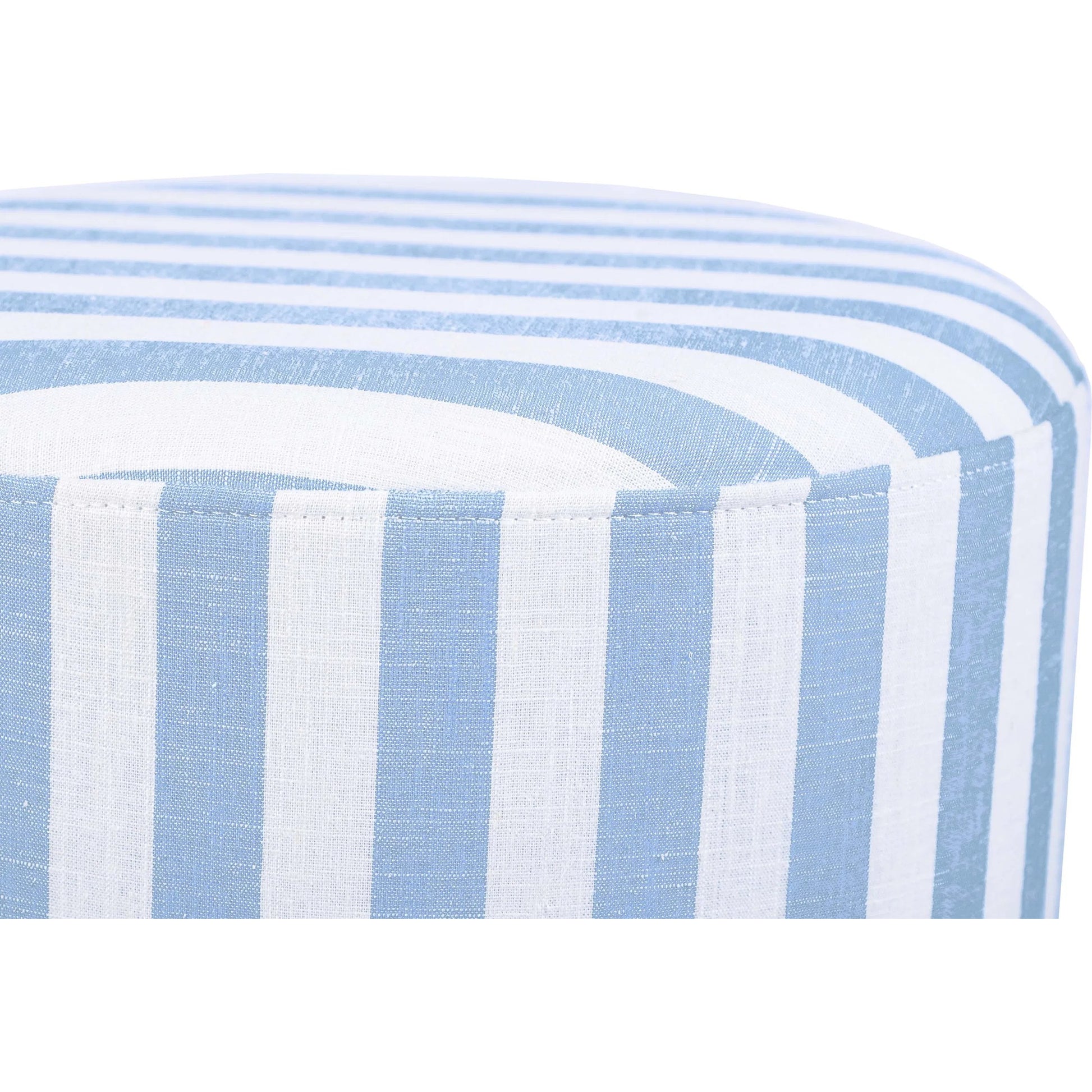 Dex Striped Linen Ottoman by TOV Furniture. Made from linen, plywood, wood in a unique style.