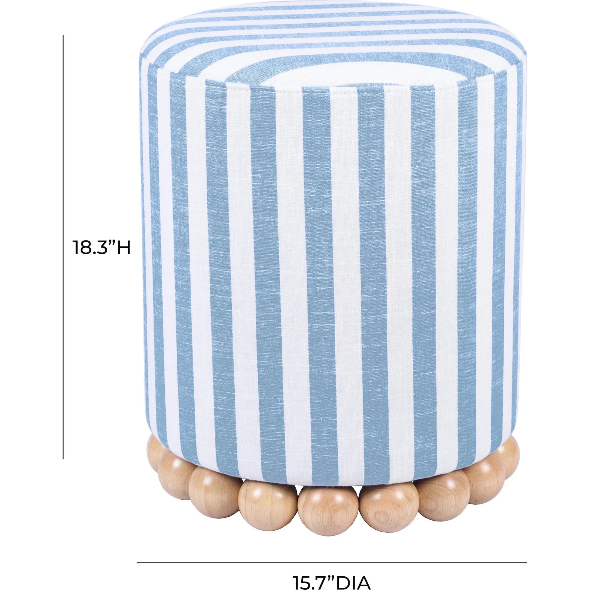 Dex Striped Linen Ottoman by TOV Furniture. Made from linen, plywood, wood in a unique style.