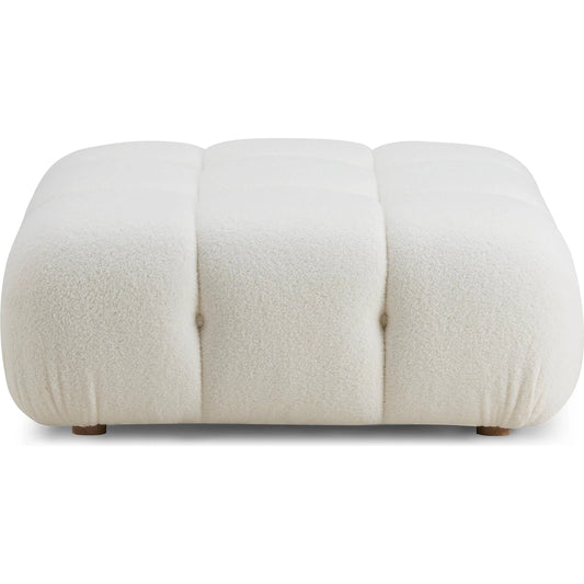 Calliope Vegan Shearling Modular Ottoman by TOV Furniture in cream. Made from fabric, plywood, wood in a unique style.