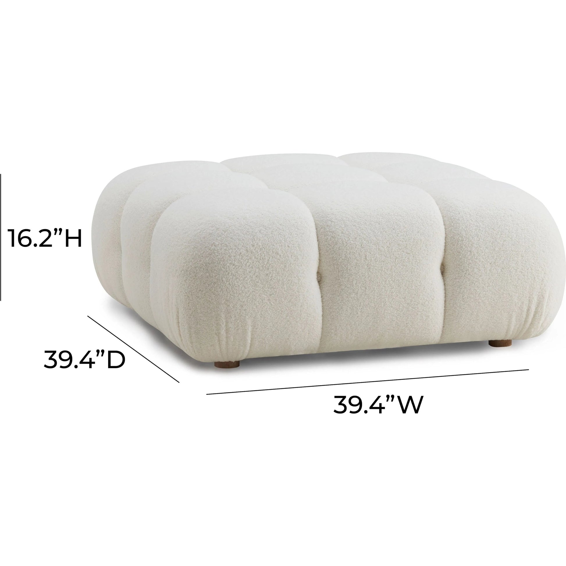 Calliope Vegan Shearling Modular Ottoman by TOV Furniture. Made from fabric, plywood, wood in a transitional style.