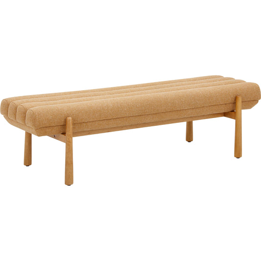 Julianna Sunflower Heavy Linen Bench by TOV Furniture in yellow. Made from linen, plywood, wood in a unique style.