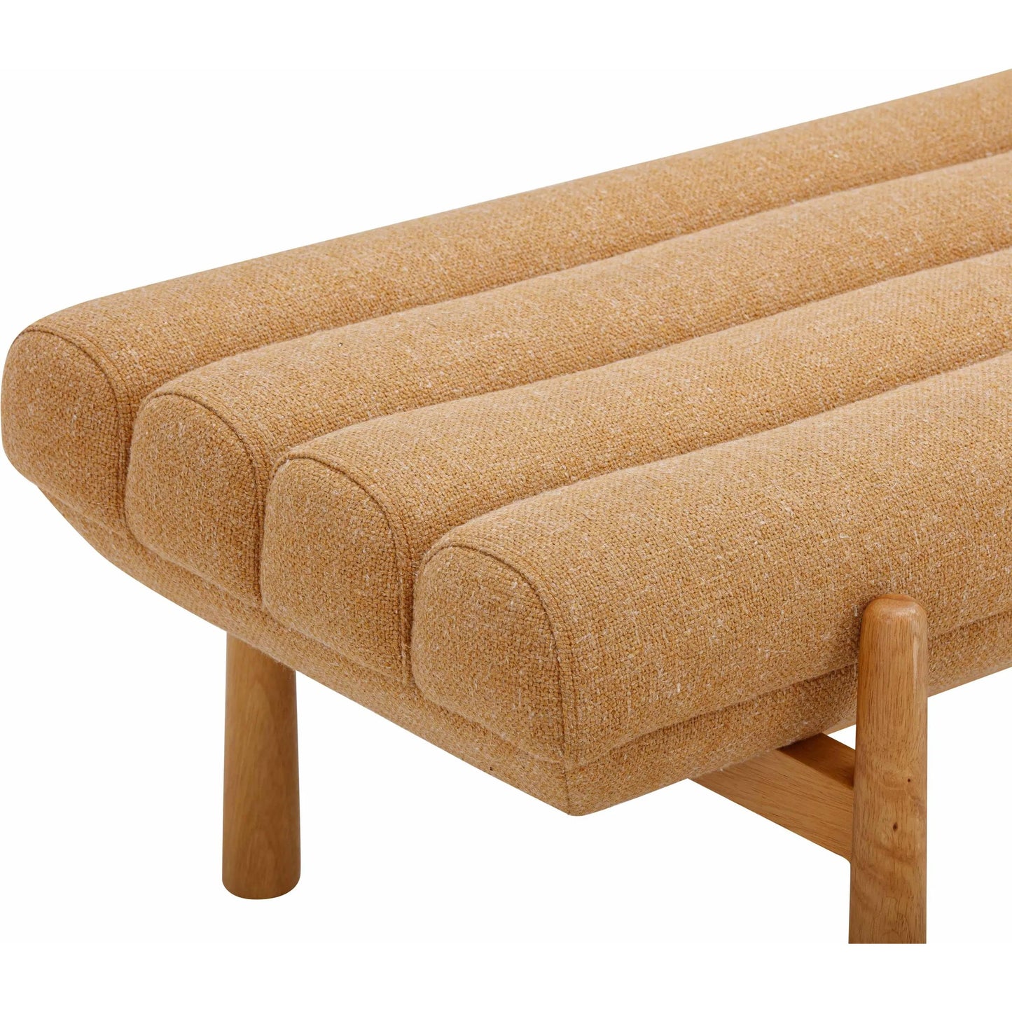 005 SI-2248295 | Closeup | Julianna Sunflower Heavy Linen Bench by TOV Furniture in yellow. Made from linen, plywood, wood in a transitional style.