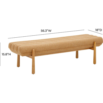 Julianna Sunflower Heavy Linen Bench by TOV Furniture in yellow. Made from linen, plywood, wood in a transitional style.