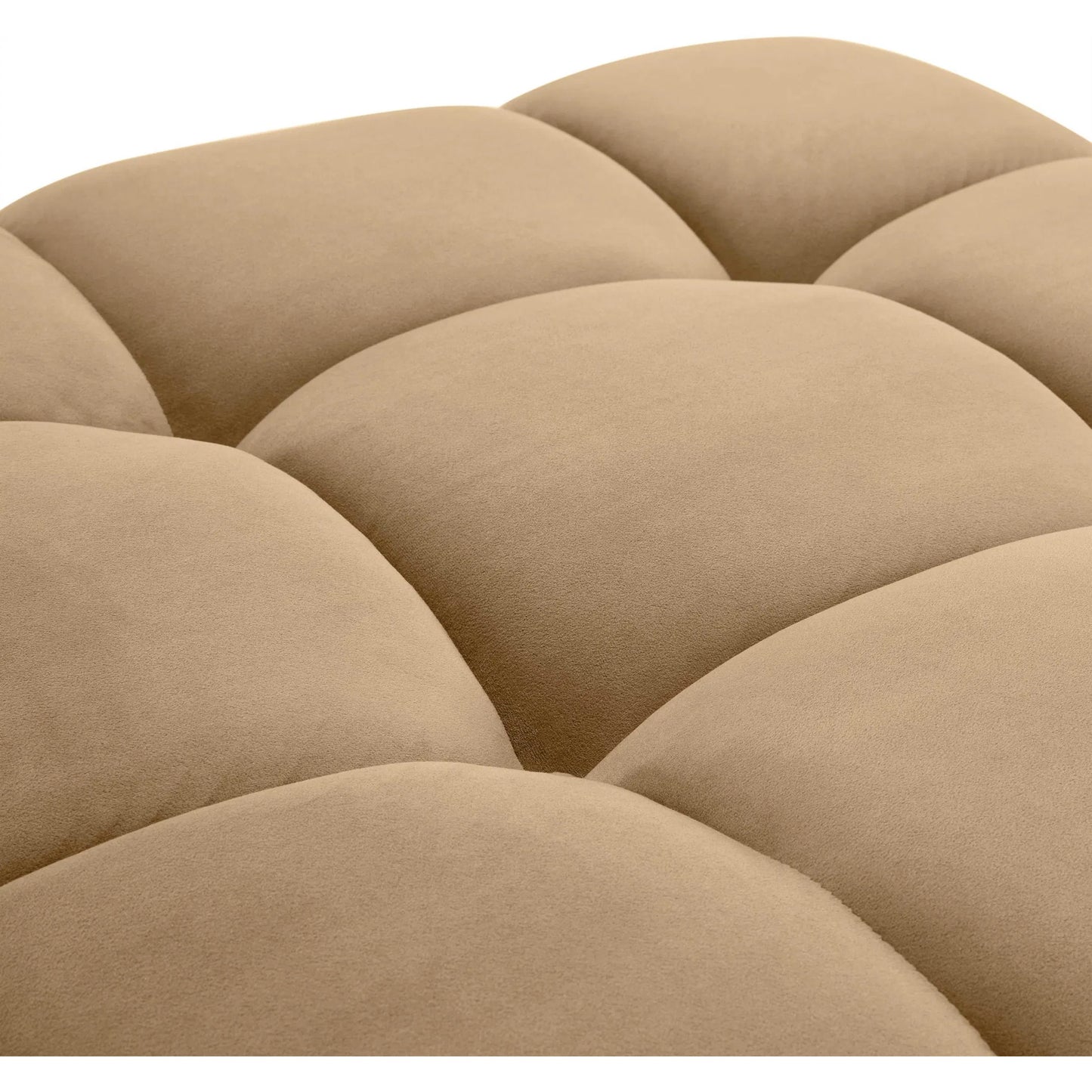 004 SI-2248177 | Closeup | Calliope Performance Velvet Modular Ottoman by TOV Furniture in cafe au lait. Made from plywood, velvet, wood in a transitional style.