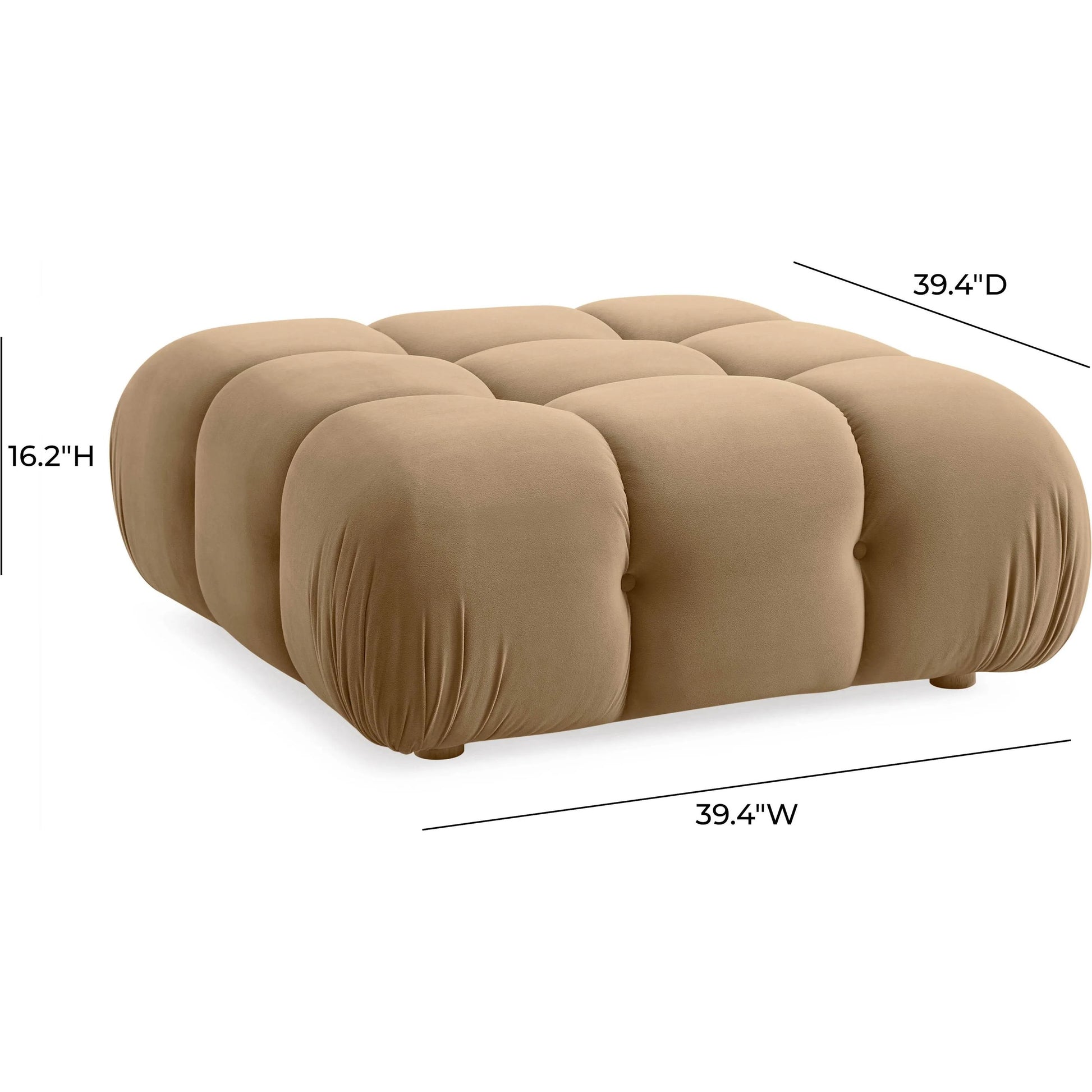 Calliope Performance Velvet Modular Ottoman by TOV Furniture in cafe au lait. Made from plywood, velvet, wood in a transitional style.