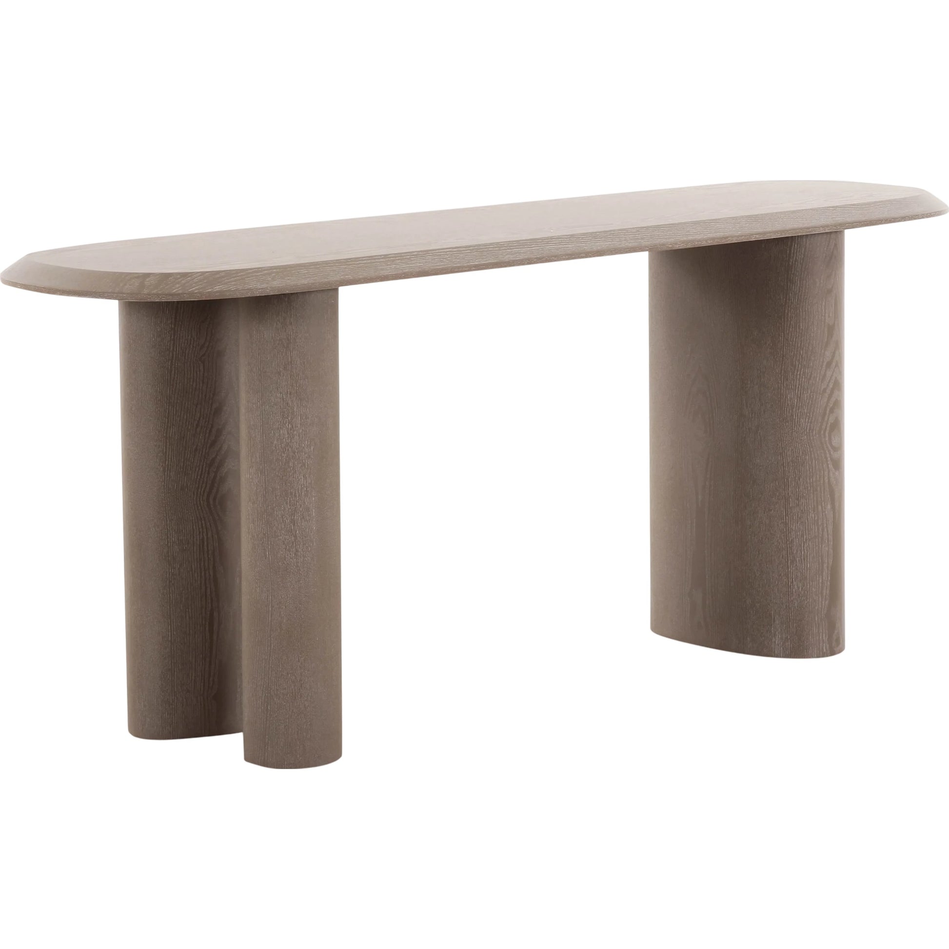 Rhema Console Table by TOV Furniture in washed ash. Made from ash veneer, mdf in a transitional style.