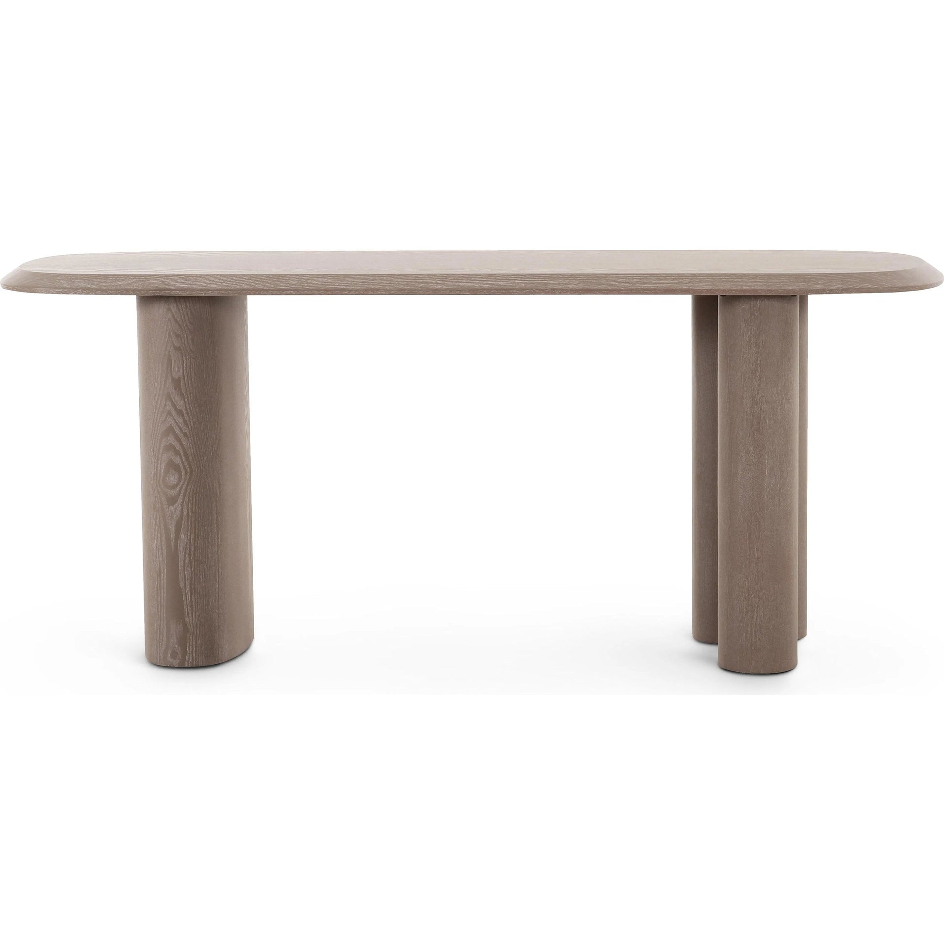 Rhema Console Table by TOV Furniture in washed ash. Made from ash veneer, mdf in a transitional style.