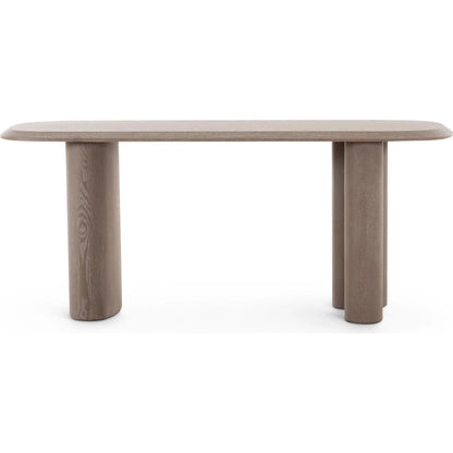 Rhema Console Table by TOV Furniture in washed ash. Made from ash veneer, mdf in a transitional style.