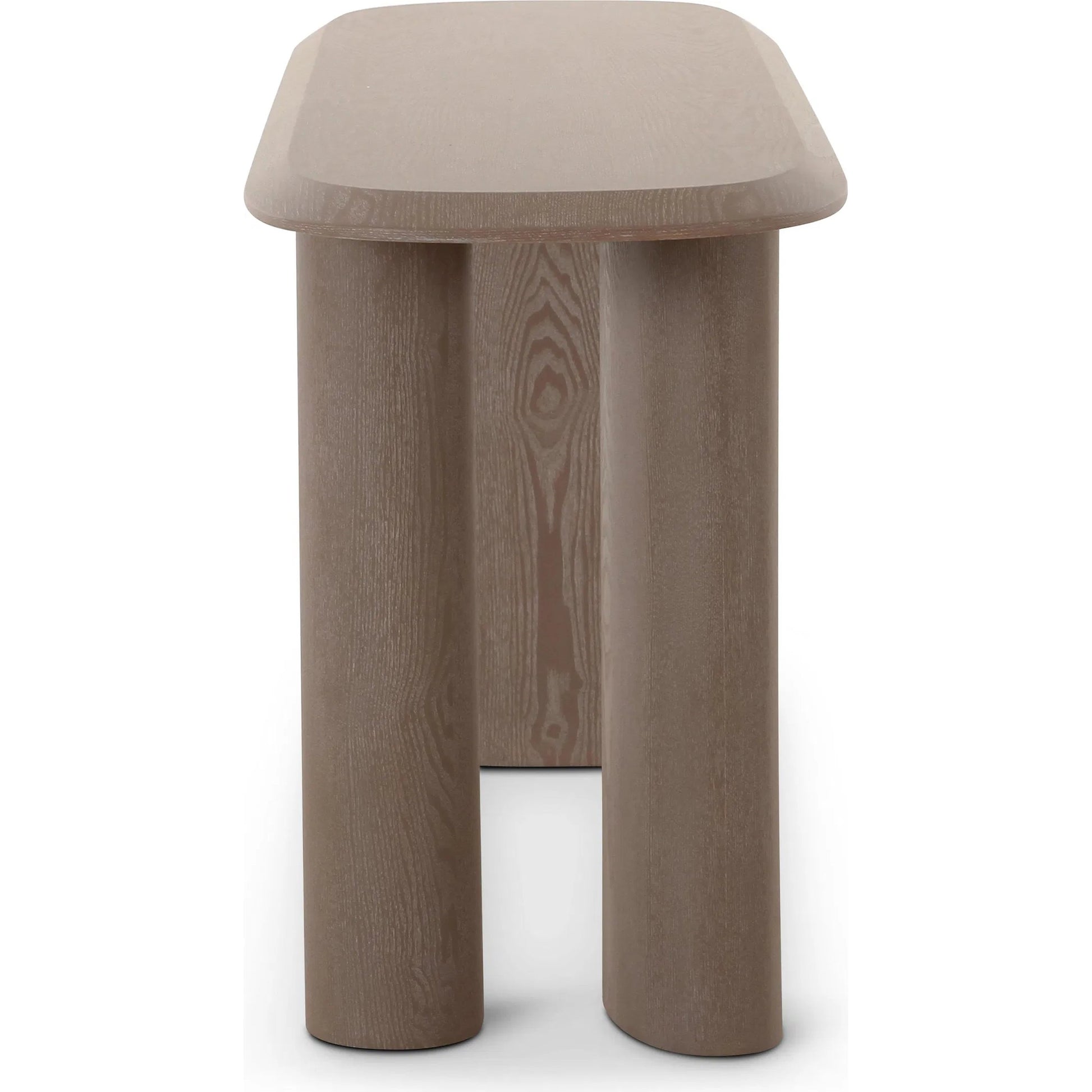 Rhema Console Table by TOV Furniture in washed ash. Made from ash veneer, mdf in a transitional style.