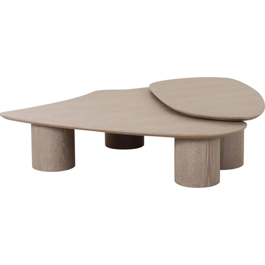 Rhema Nesting Coffee Table Set by TOV Furniture in washed ash. Made from mdf, veneer in a unique style.