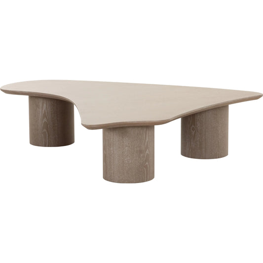 Rhema Organic Low Coffee Table by TOV Furniture in washed ash. Made from mdf, veneer in a unique style.