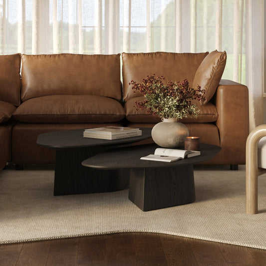 Roche Ash Geometric Coffee Table by TOV Furniture. Made from mdf, veneer in a modern style.