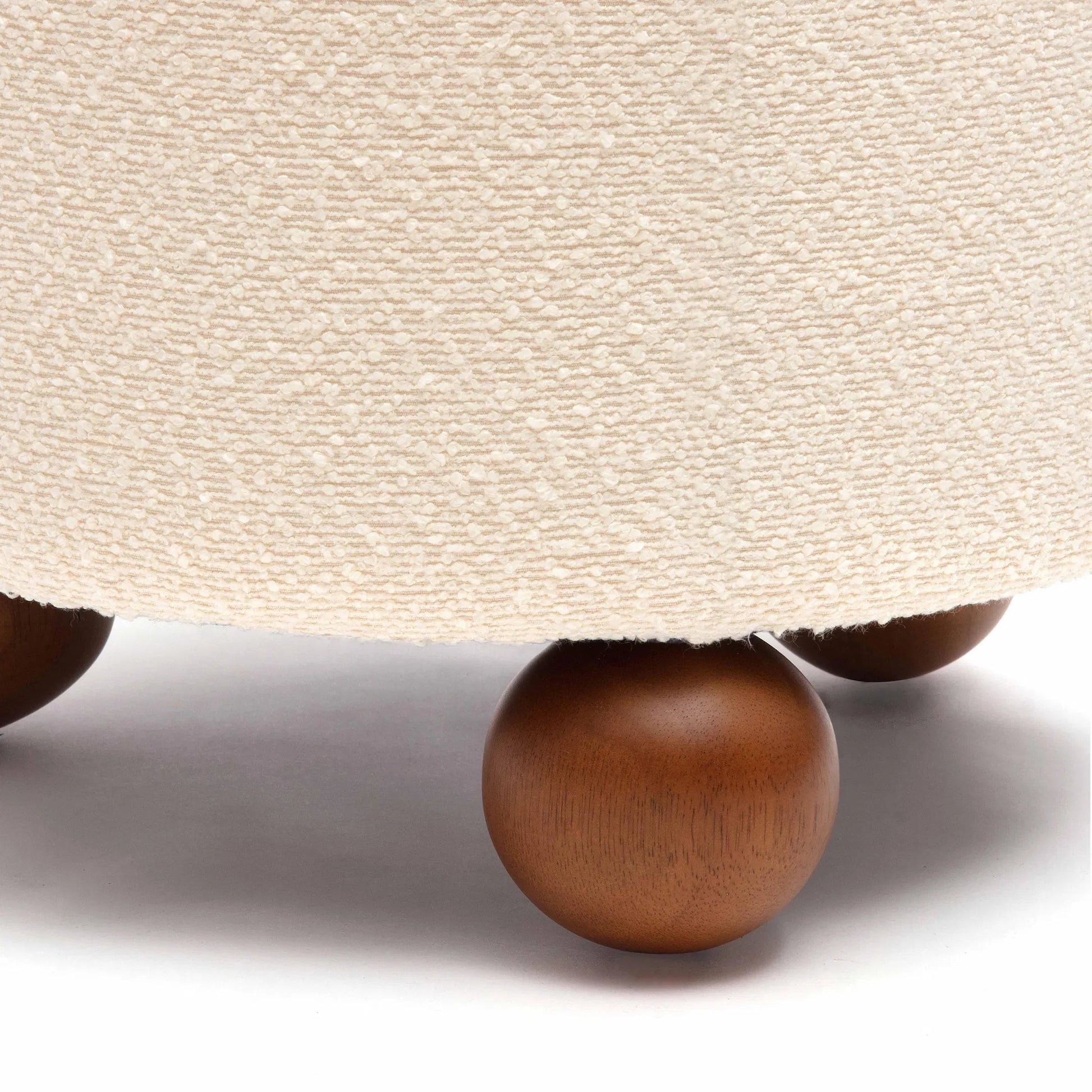 Jaine Boucle Stool by TOV Furniture. Made from boucle, plywood, wood in a unique style.