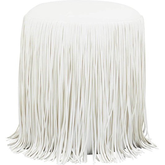 Shag Me Performance Vegan Leather Ottoman by TOV Furniture. Made from plywood, vegan leather, wood in a unique style.