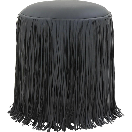 Shag Me Performance Vegan Leather Ottoman by TOV Furniture. Made from plywood, vegan leather, wood in a unique style.