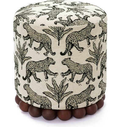 Dex Leopard Jacquard Ottoman by TOV Furniture. Made from fabric, plywood, wood in a unique style.