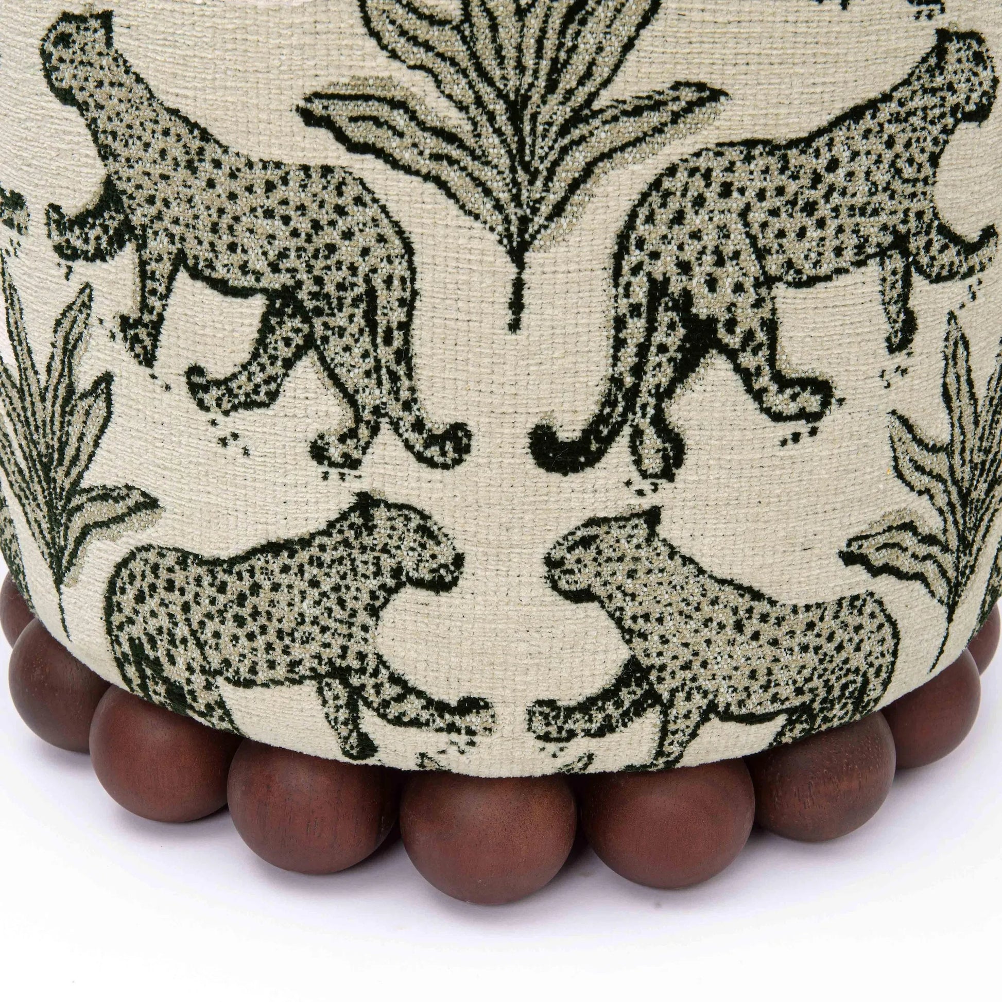 Dex Leopard Jacquard Ottoman by TOV Furniture. Made from fabric, plywood, wood in a unique style.