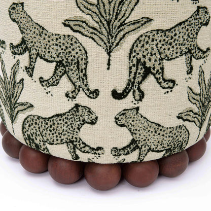 Dex Leopard Jacquard Ottoman by TOV Furniture. Made from fabric, plywood, wood in a unique style.