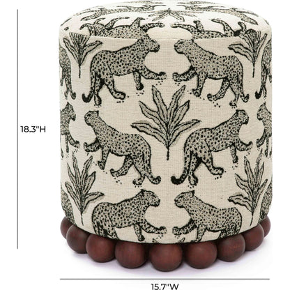 Dex Leopard Jacquard Ottoman by TOV Furniture. Made from fabric, plywood, wood in a unique style.
