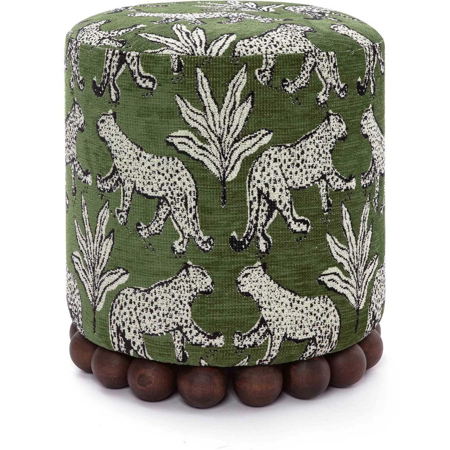 002 SI-2320863 | Primary Silo | Dex Leopard Jacquard Ottoman by TOV Furniture. Made from fabric, plywood, wood in a unique style.
