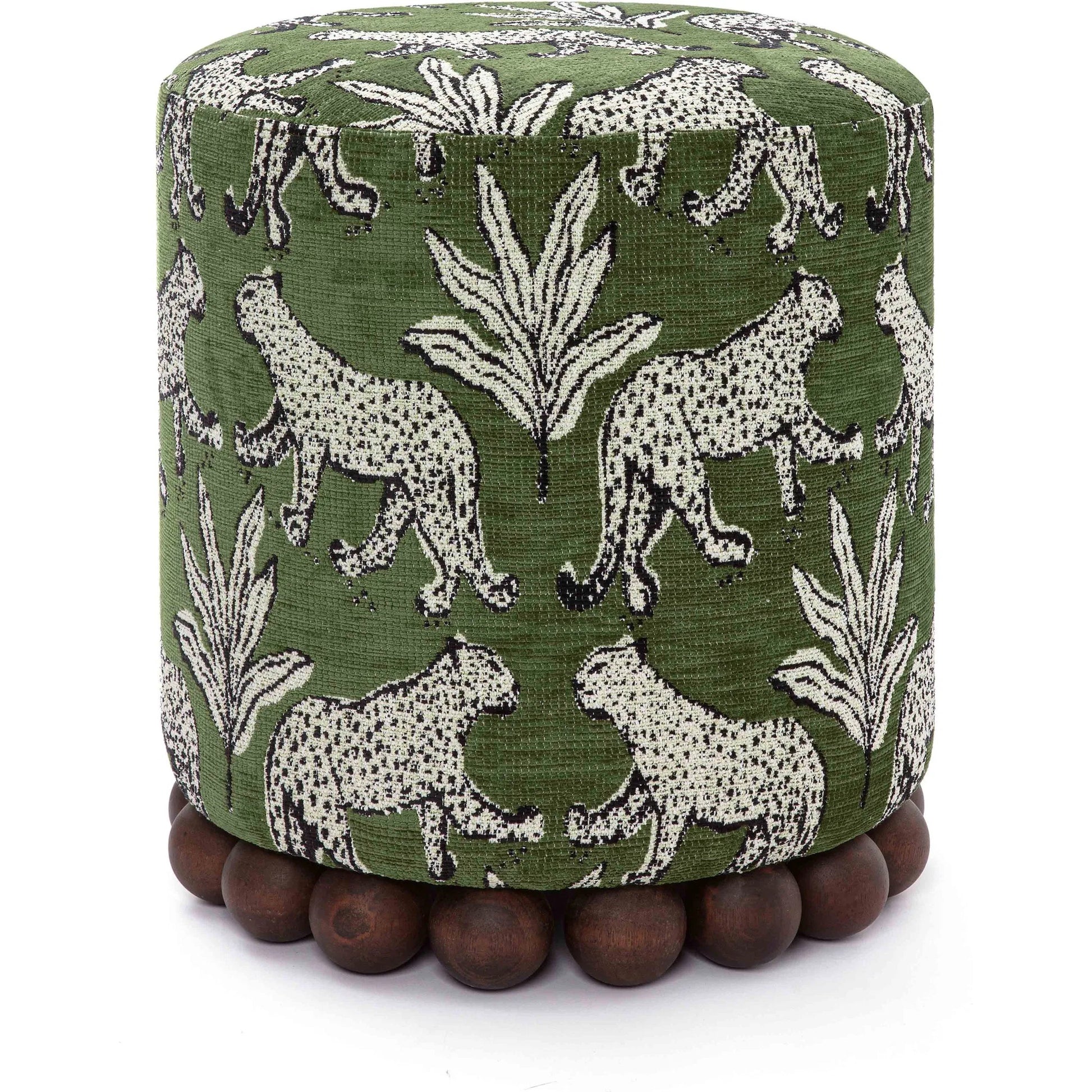 Dex Leopard Jacquard Ottoman by TOV Furniture. Made from fabric, plywood, wood in a unique style.