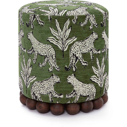 Dex Leopard Jacquard Ottoman by TOV Furniture. Made from fabric, plywood, wood in a unique style.
