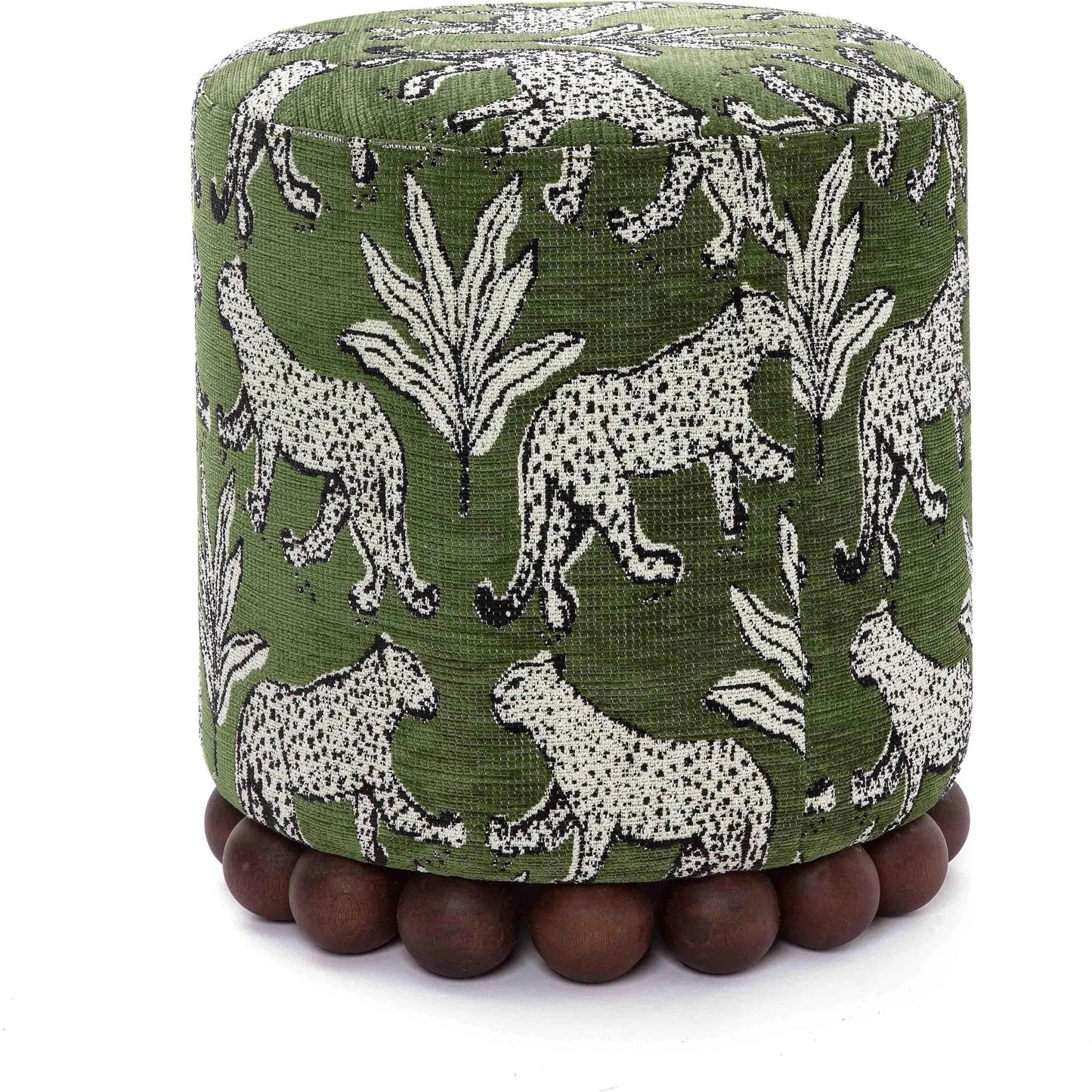 006 SI-2320863 | Additional Silo | Dex Leopard Jacquard Ottoman by TOV Furniture. Made from fabric, plywood, wood in a unique style.