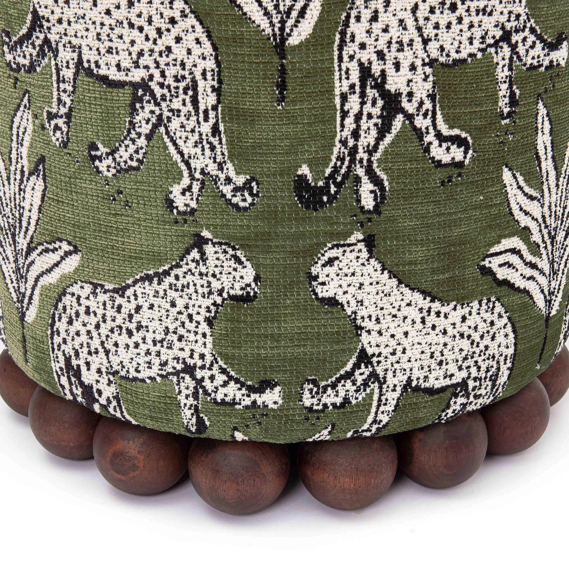 Dex Leopard Jacquard Ottoman by TOV Furniture. Made from fabric, plywood, wood in a unique style.