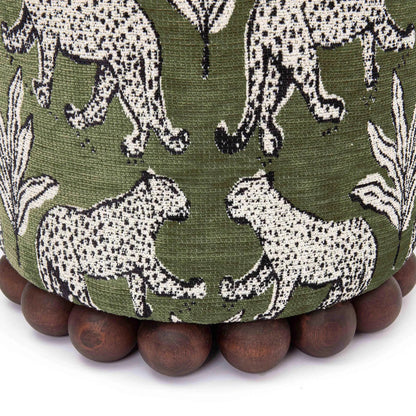 Dex Leopard Jacquard Ottoman by TOV Furniture. Made from fabric, plywood, wood in a unique style.