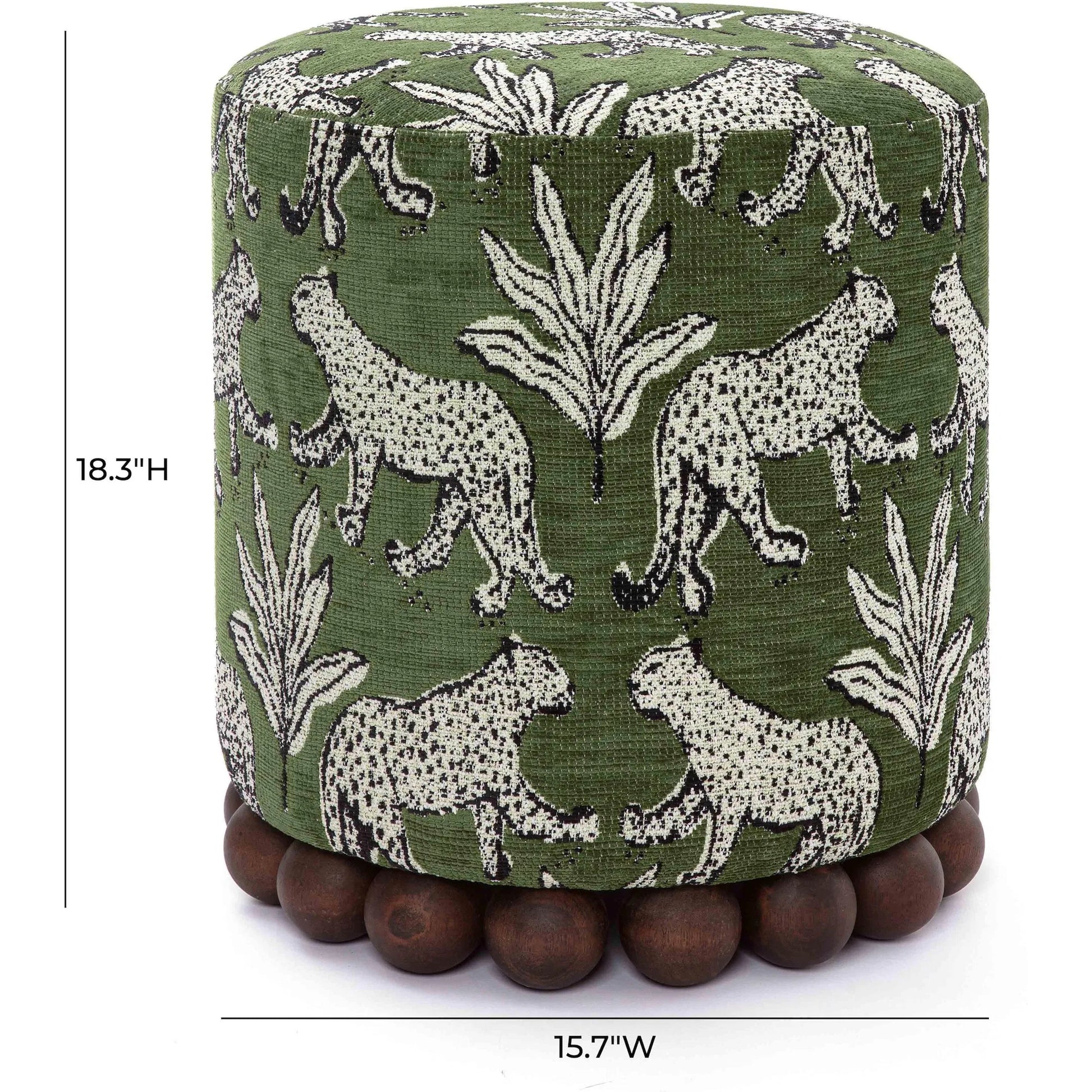 Dex Leopard Jacquard Ottoman by TOV Furniture. Made from fabric, plywood, wood in a unique style.
