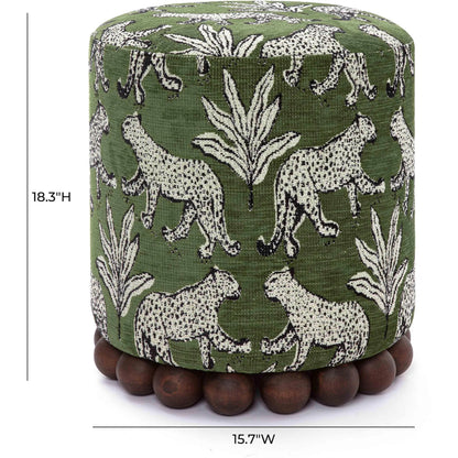 Dex Leopard Jacquard Ottoman by TOV Furniture. Made from fabric, plywood, wood in a unique style.