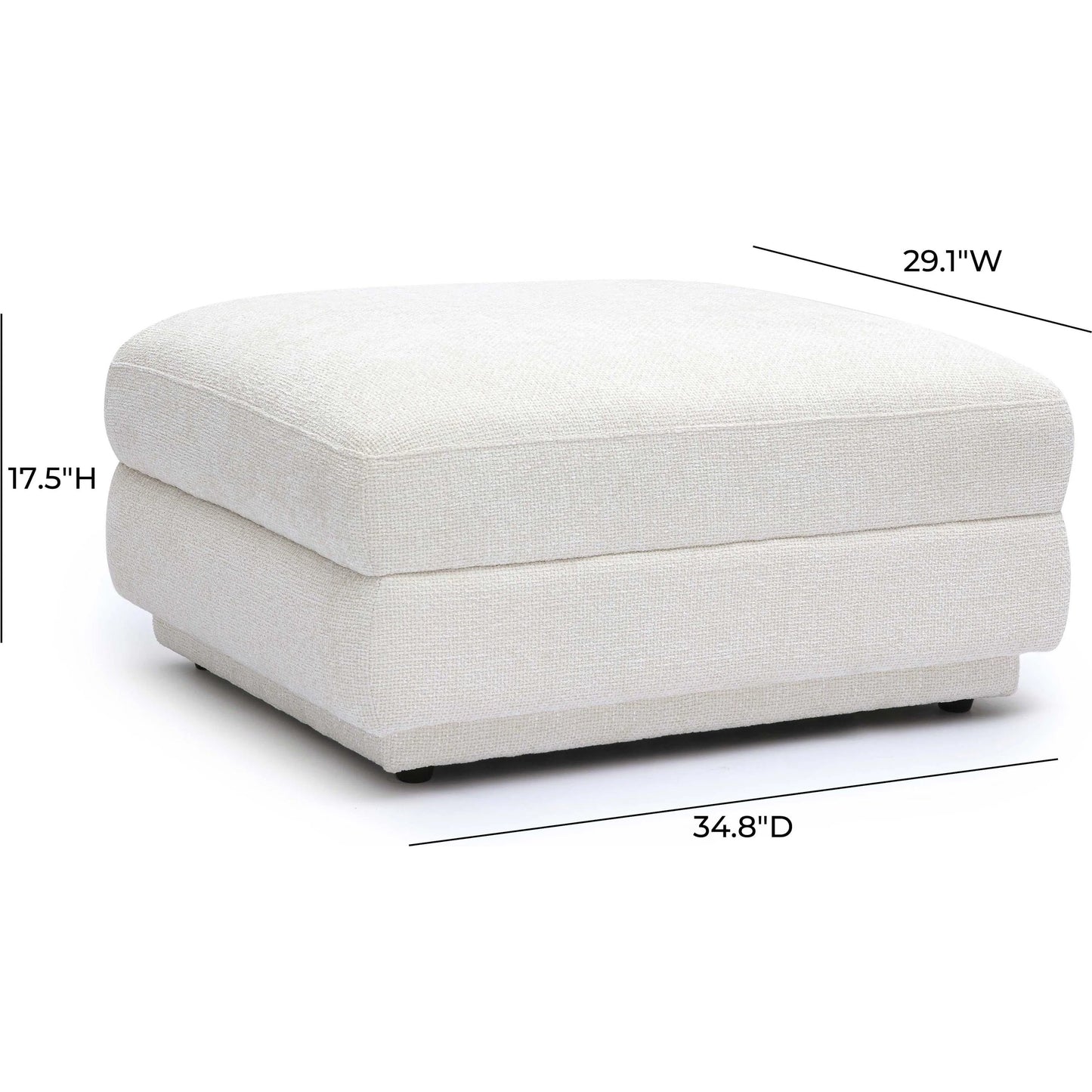 004 SI-2356339 | Additional Silo | Perry Chenille Modular Ottoman by TOV Furniture in cream. Made from chenille, plywood, wood in a transitional style.