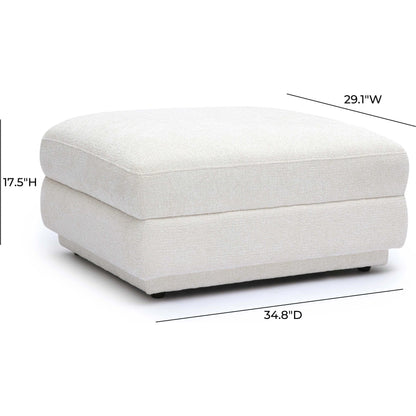 Perry Chenille Modular Ottoman by TOV Furniture in cream. Made from chenille, plywood, wood in a transitional style.