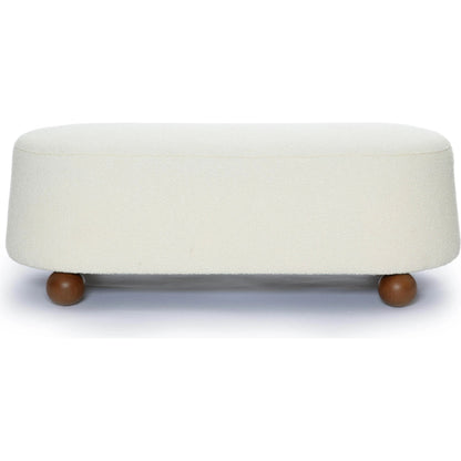 Jaine Boucle Ottoman by TOV Furniture. Made from boucle, plywood, wood in a unique style.