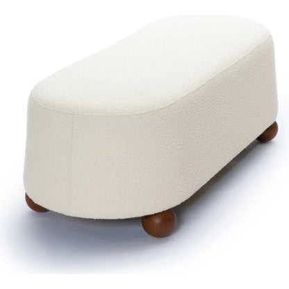 Jaine Boucle Ottoman by TOV Furniture. Made from boucle, plywood, wood in a unique style.