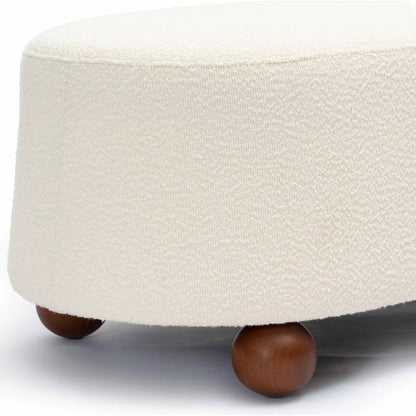 Jaine Boucle Ottoman by TOV Furniture. Made from boucle, plywood, wood in a unique style.