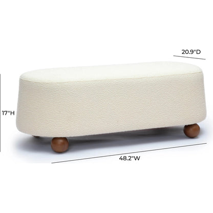 Jaine Boucle Ottoman by TOV Furniture. Made from boucle, plywood, wood in a unique style.