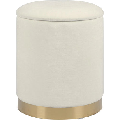 Zoe Chenille Storage Ottoman by TOV Furniture in cream. Made from chenille, iron, mdf in a unique style.