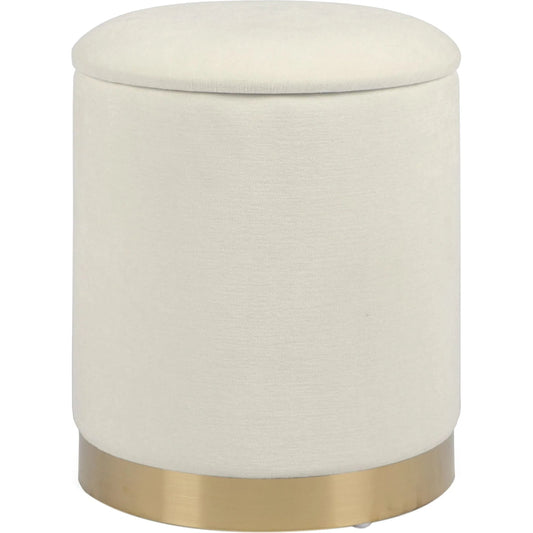 Zoe Chenille Storage Ottoman by TOV Furniture in cream. Made from chenille, iron, mdf in a unique style.