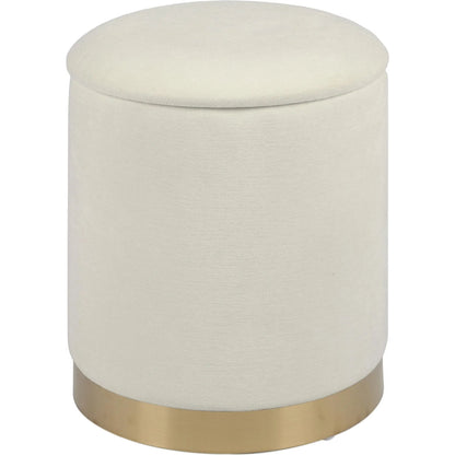 Zoe Chenille Storage Ottoman by TOV Furniture in cream. Made from chenille, iron, mdf in a unique style.