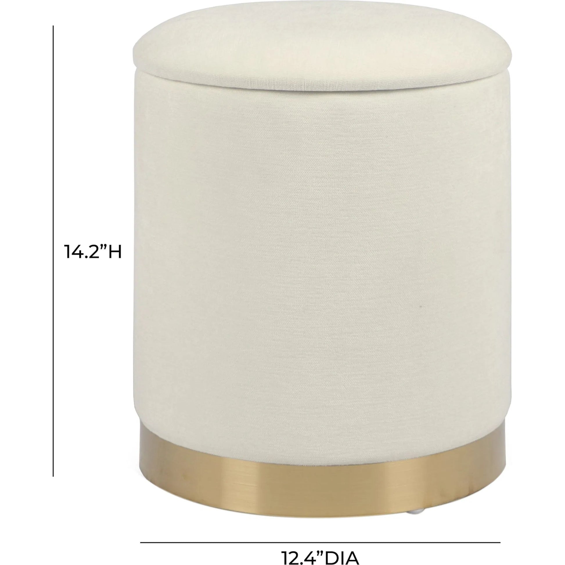 Zoe Chenille Storage Ottoman by TOV Furniture in cream. Made from chenille, iron, mdf in a unique style.