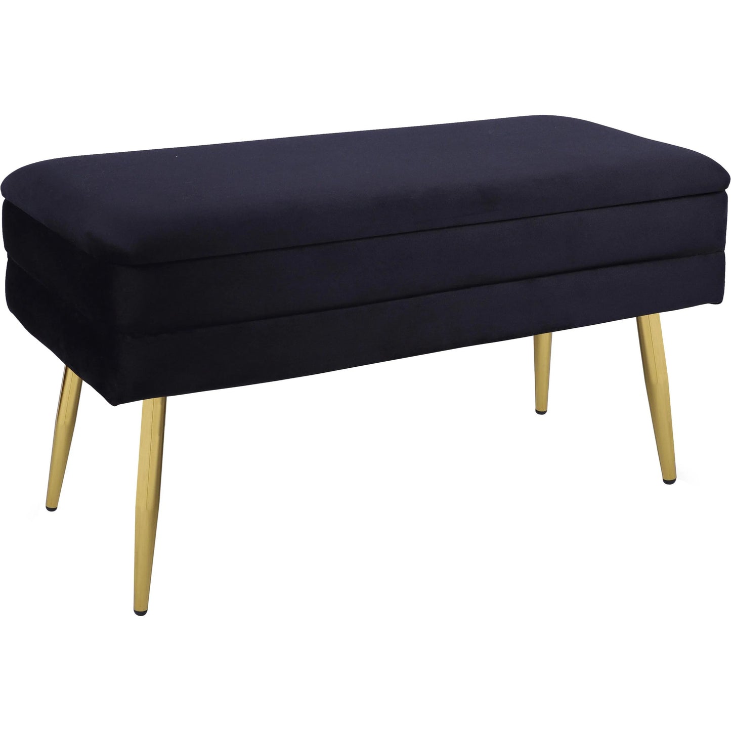 001 SI-2356412 | Primary Silo | Ziva Velvet Storage Bench by TOV Furniture in black. Made from iron, mdf, velvet in a modern style.