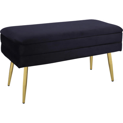 Ziva Velvet Storage Bench by TOV Furniture in black. Made from iron, mdf, velvet in a modern style.